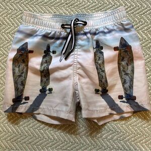 Molo boys 2/3T swim trunk shorts with skateboard beach print